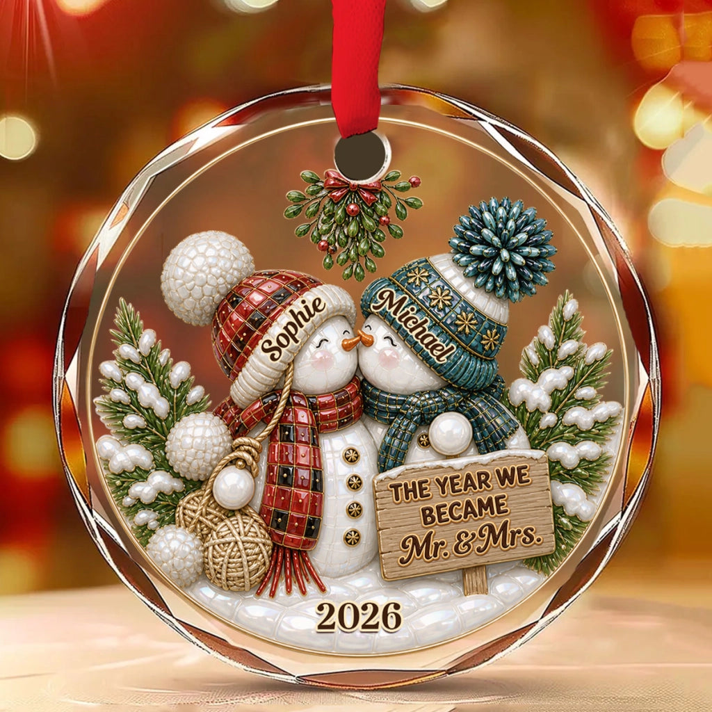 Merry Together - Personalized Glass Ornament