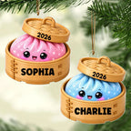 Cute Dumpling Custom Name Squishy Style - Personalized Acrylic Ornament - Christmas Gift, Keepsake For Kids, Teenagers
