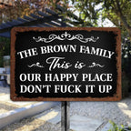 Welcome To Our Happy Place - Personalized Metal Sign
