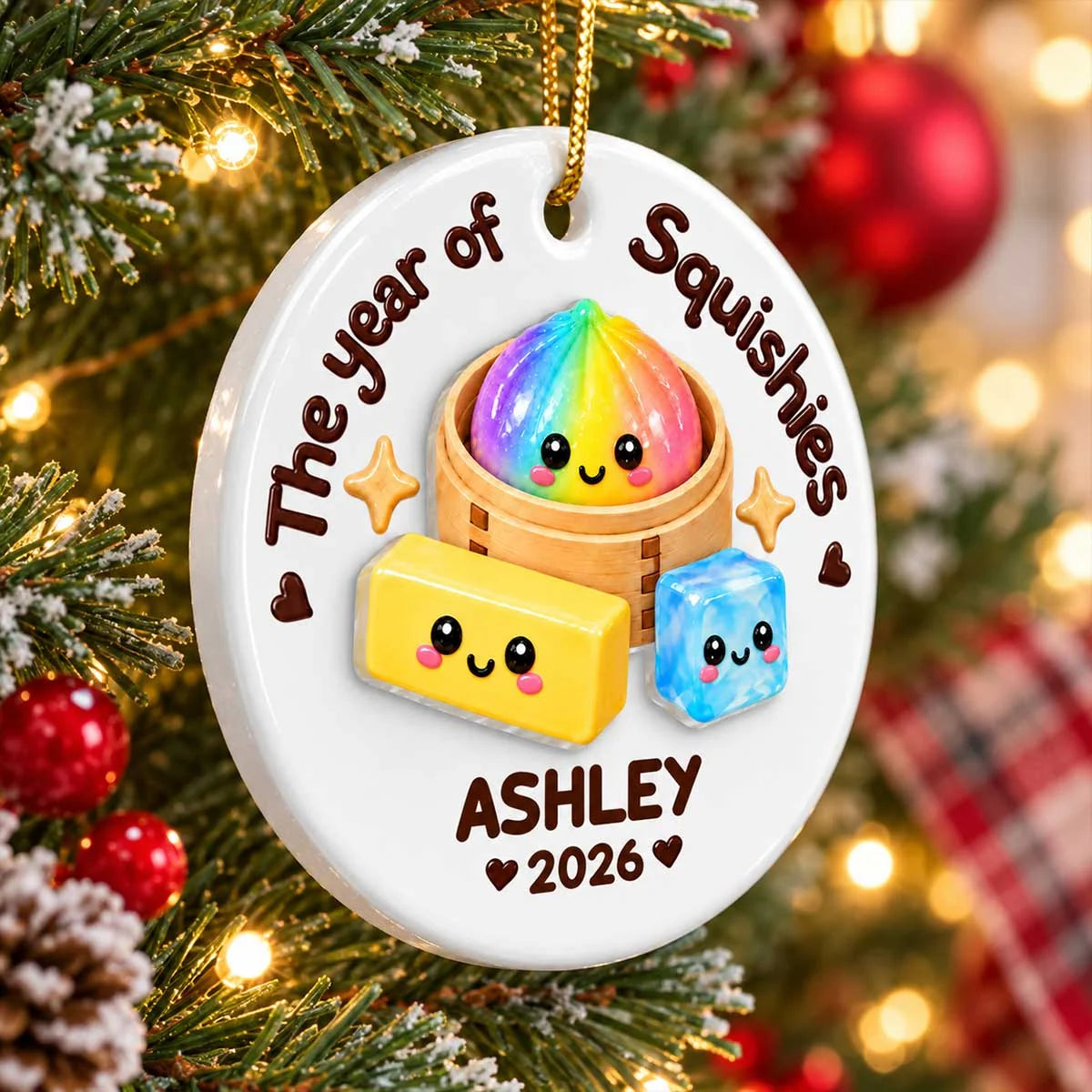 The Year Of Squishies - Personalized Ceramic Ornament - Christmas Gift, Keepsake For Kids, Teenagers, Daughter, Granddaughter, Son, Grandson