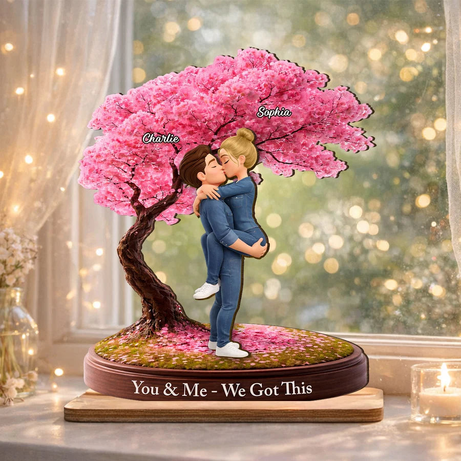 Love That Grows With Time - Personalized 2-Layered Wooden Plaque - Anniversary, Valentine's Day Gift, Gift For Him, Gift For Her