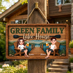 Lake House Retreat Family - Personalized Wood Sign - Gift For Couple, Family, Summer Decorations