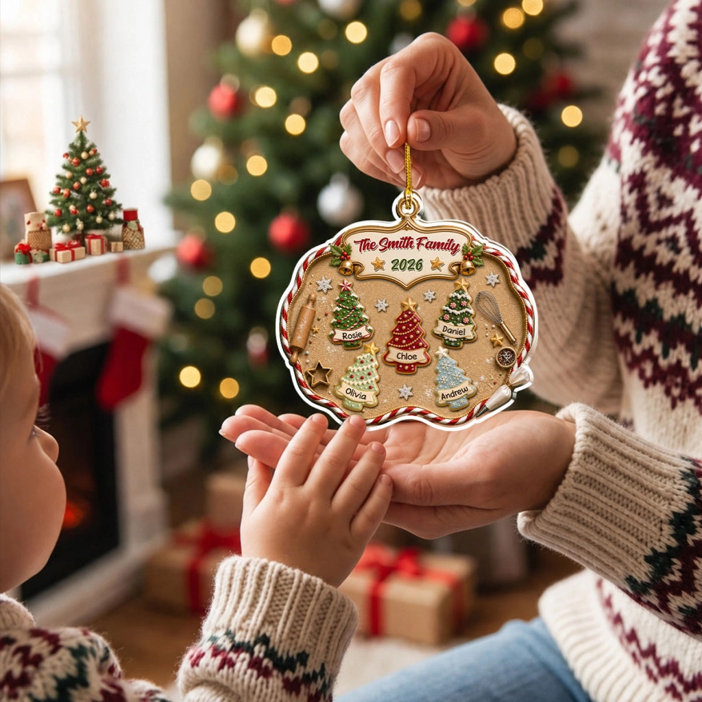 Family Christmas Tree Cake - Personalized Acrylic Ornament, Unique Gift for Family