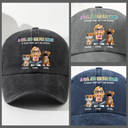 A Girl And Her Fur Babies - Personalized Custom Vintage Washed Denim Cap