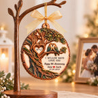 Willow Tree and Paired Birds - Personalized Wooden Ornament - Anniversary Gift for Couple