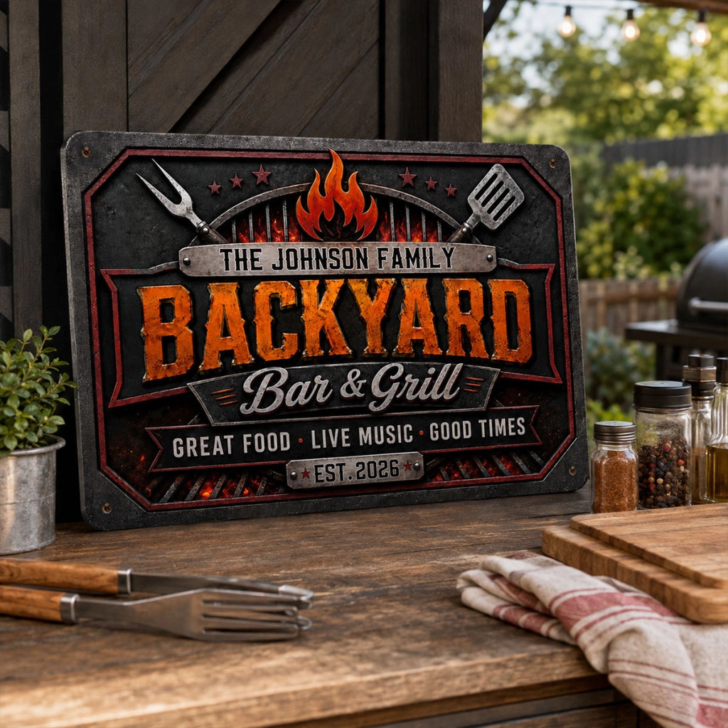 Bar And Grill - Personalized Metal Sign