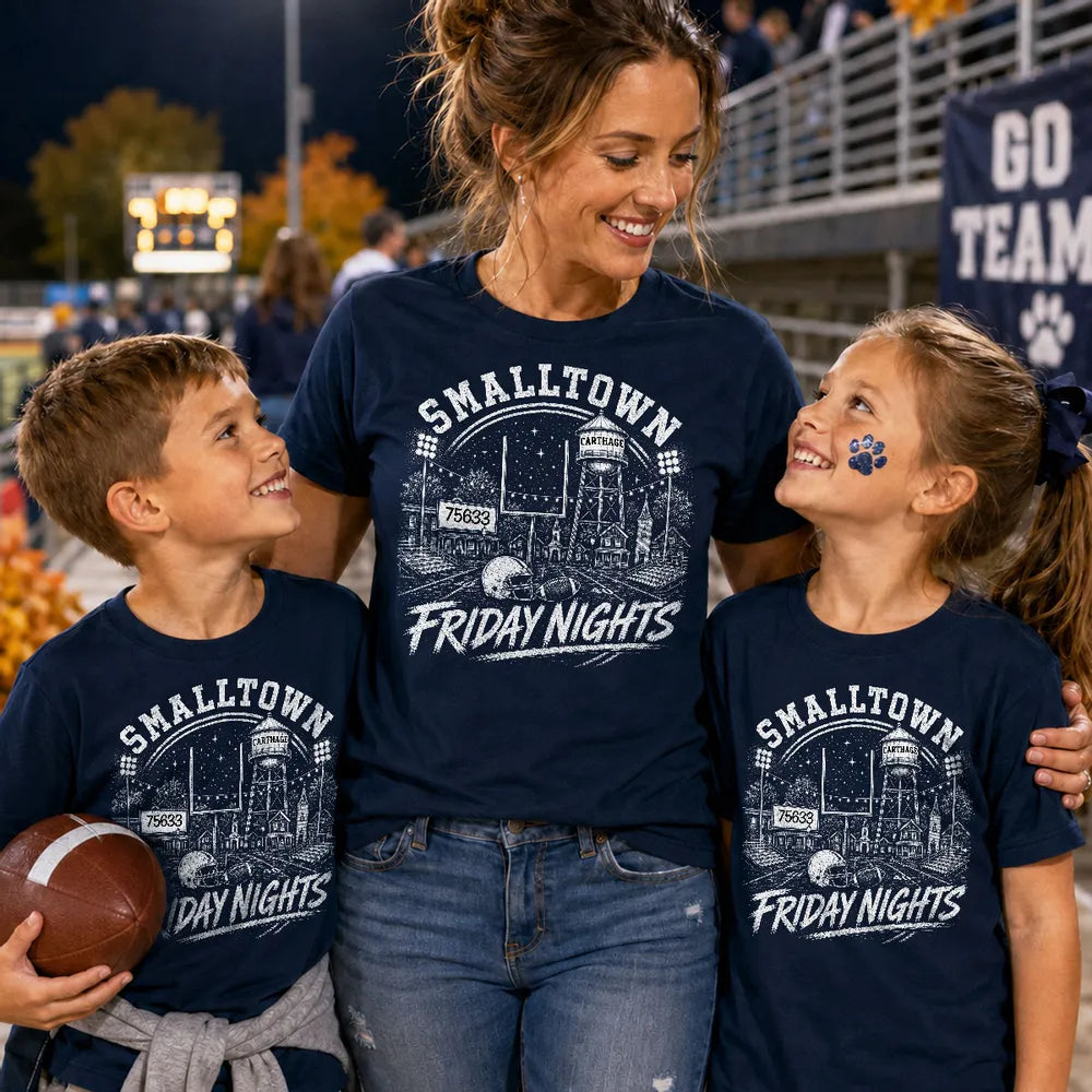 Custom Town Name & Zip Code Game Day Football - Personalized Shirt - Trendy Tee for Football Lover
