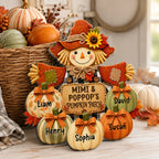 Grandma & Grandpa's Pumpkin Patch Scarecrow - Personalized Wooden Door Sign - Fall Front Porch Decor