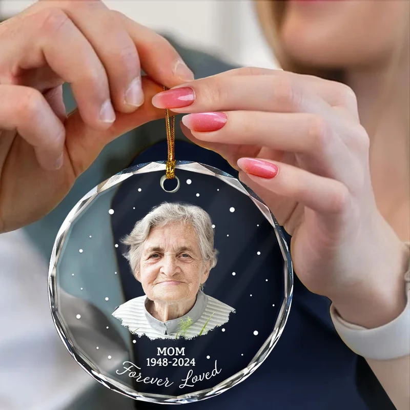 Custom Photo Memorial Your Wings Were Ready - Personalized Circle Glass Ornament
