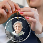 Custom Photo Memorial Your Wings Were Ready - Personalized Circle Glass Ornament