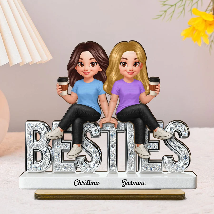 Beautiful Besties Forever - Personalized 2-Layered Wooden Plaque - Gift For Best Friends
