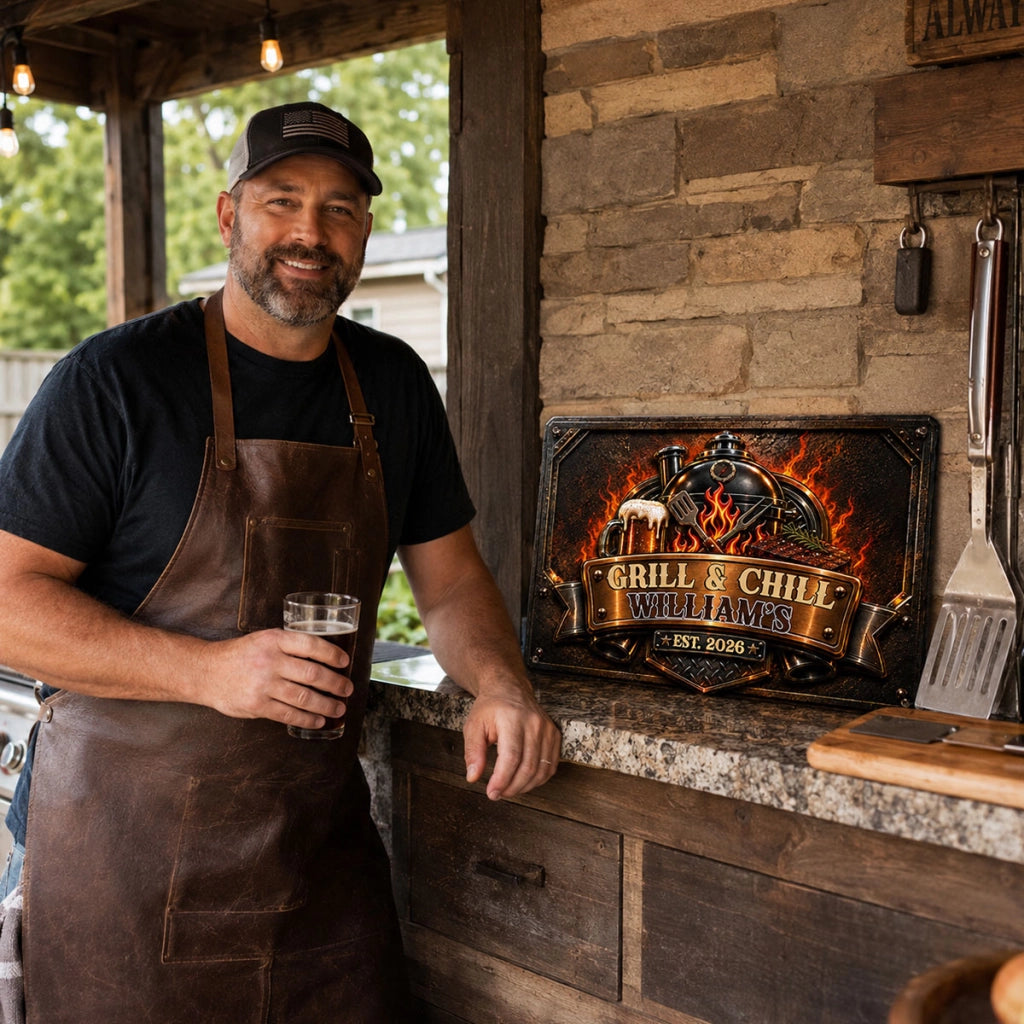 Grill Flame - Personalized Metal Sign