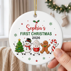 Cute Christmas Characters Baby’s First Christmas - Personalized Ceramic Ornament