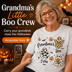 Grandma's Boo Crew Checkered Leopard Polka Dot Ghosts - Personalized Shirt - Perfect Halloween Costume for Grandma
