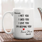 I Met You I Liked You I Love You- Personalized Coffee Mug