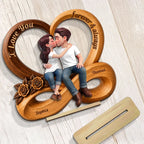 Couple Love You Forever & Always Infinity Heart - Personalized 2-Layered Wooden Plaque - Anniversary Gift For Couple, For Him, For Her