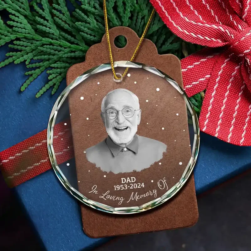 Custom Photo Memorial Your Wings Were Ready - Personalized Circle Glass Ornament