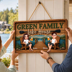 Lake House Retreat Family - Personalized Wood Sign - Gift For Couple, Family, Summer Decorations