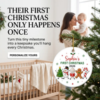 Cute Christmas Characters Baby’s First Christmas - Personalized Ceramic Ornament