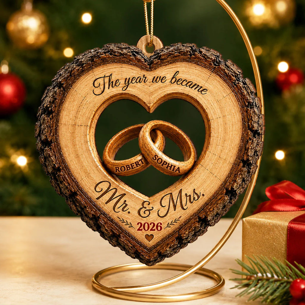 Together Forever Couple Anniversary 2D Flat - Personalized Wooden Ornament - Heartfelt Gift for Her, for Him