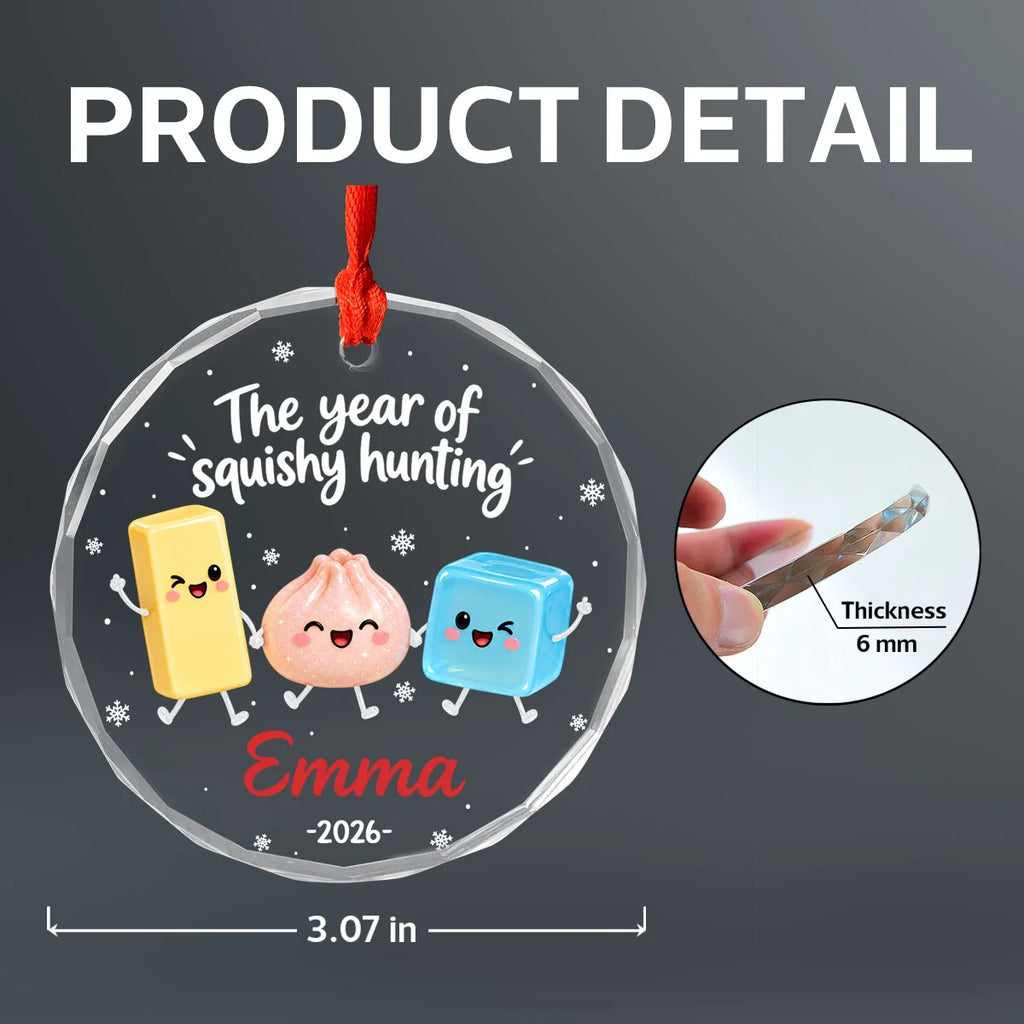 The Year Of Squishies 2D Flat - Personalized Glass Ornament - Christmas Gift For Squishy Lovers, Gift for Kids, 2026 Keepsake