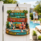 Couple Patio Welcome Proudly Serving Whatever You Bring - Personalized Wooden Sign - Summer Backyard Decor