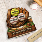 We Caught the Best Mom Baseball - Personalized 2-Layered Wooden Plaque - Sentimental Gift for Mom