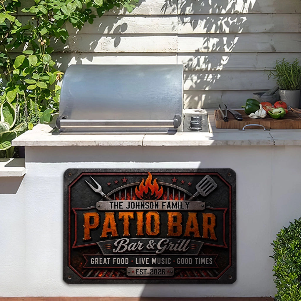 Bar And Grill - Personalized Metal Sign