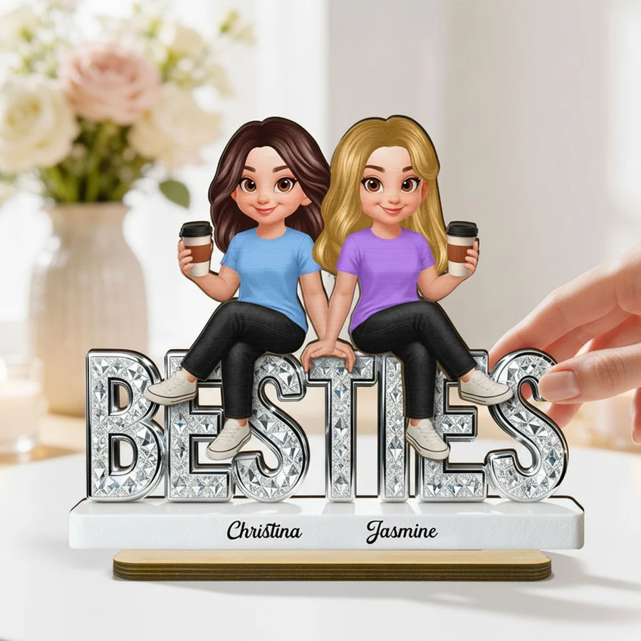Beautiful Besties Forever - Personalized 2-Layered Wooden Plaque - Gift For Best Friends