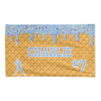 Personalized Ice Cream Drip Baseball Softball Beach Towel For Boys, Girl, Drip Beach Towel, Pool Towel Youth Baseball Gift