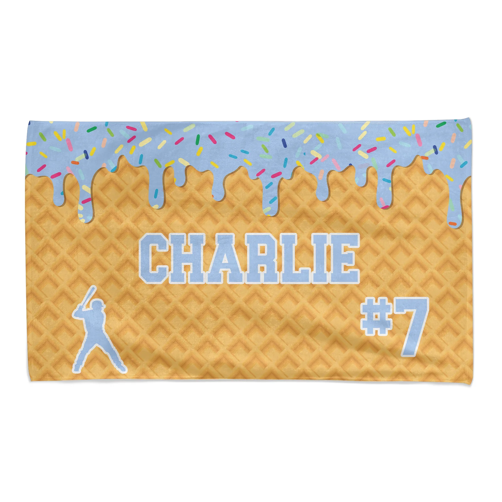 Personalized Ice Cream Drip Baseball Softball Beach Towel For Boys, Girl, Drip Beach Towel, Pool Towel Youth Baseball Gift