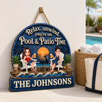 Relax Unwind Pool and Patio Time - Personalized Wooden Sign - Summer Decor Gift for Her, for Him