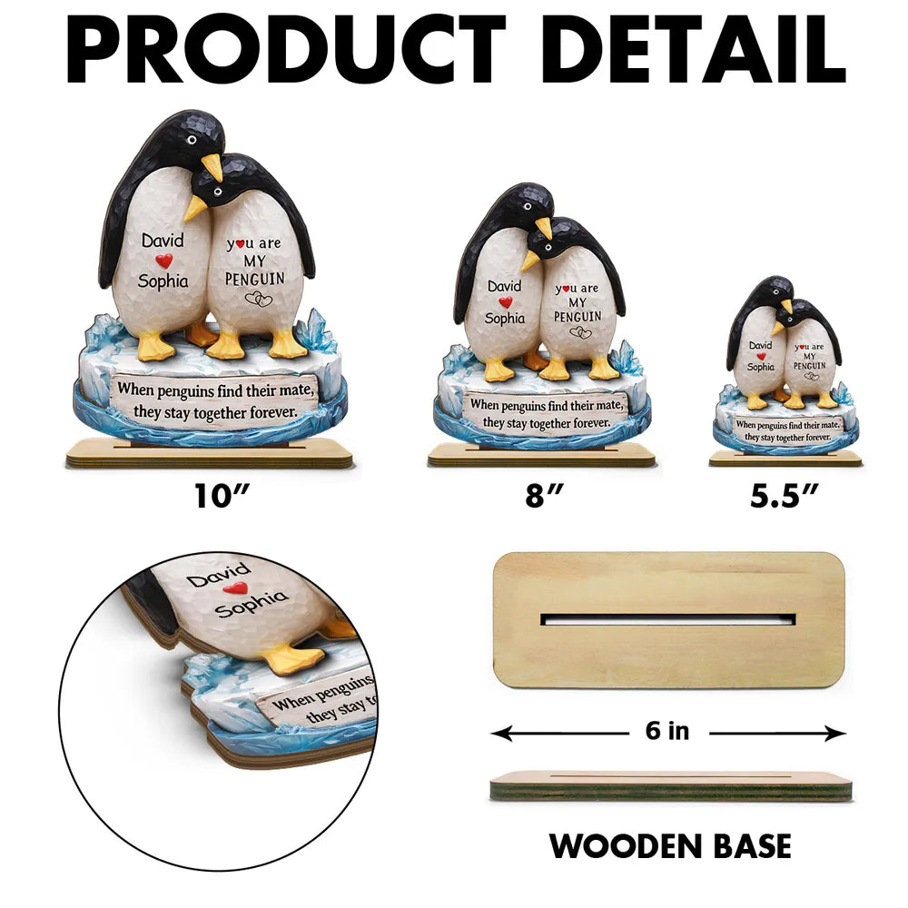 You Are My Penguin - Personalized 2-Layered Wooden Plaque - Sentimental Wedding Anniversary Gift, Gift for Him, for Her