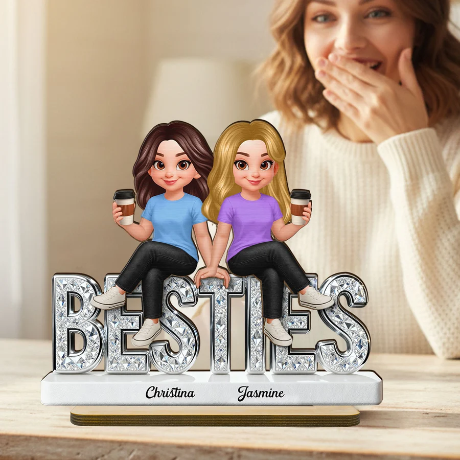 Beautiful Besties Forever - Personalized 2-Layered Wooden Plaque - Gift For Best Friends