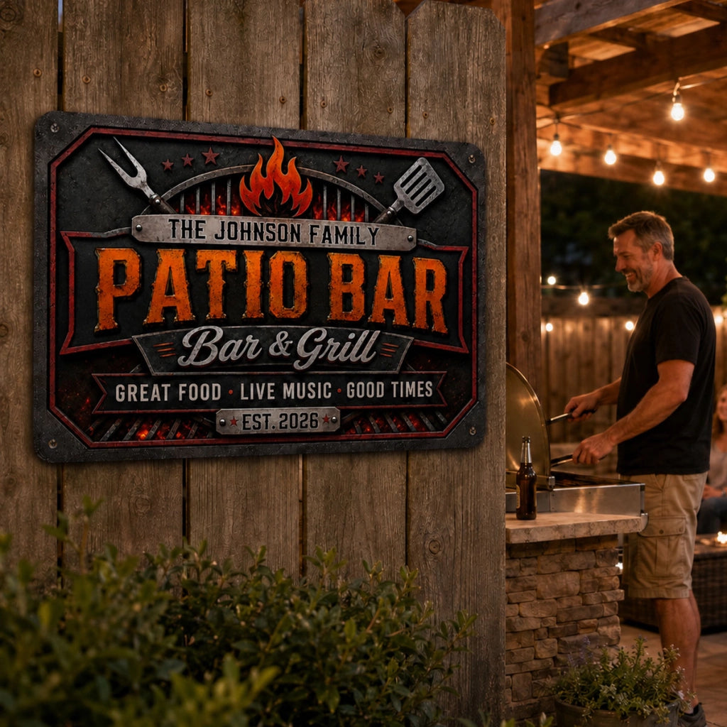 Bar And Grill - Personalized Metal Sign