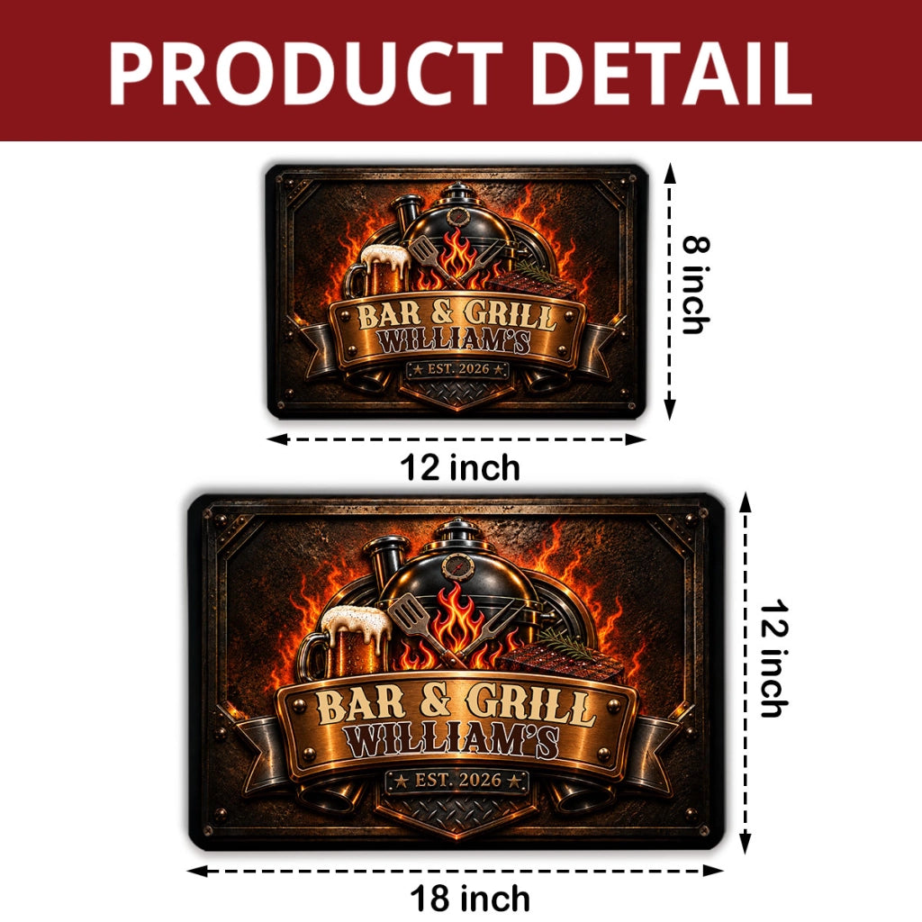 Grill Flame - Personalized Metal Sign
