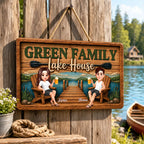 Lake House Retreat Family - Personalized Wood Sign - Gift For Couple, Family, Summer Decorations