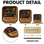 Gamer Dad Gaming Shelf Display With Kids Name 2D Flat - Personalized Wooden Plaque