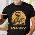 Retro Yellow Vintage Daddysaurus - Personalized Shirt - Funny Father's Day Gift For Dad, Husband