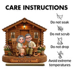 Eternal Love Couple Growing Old Together Cabin Wood House - Personalized 2-Layered Wooden Plaque - Anniversary Gift For Couple