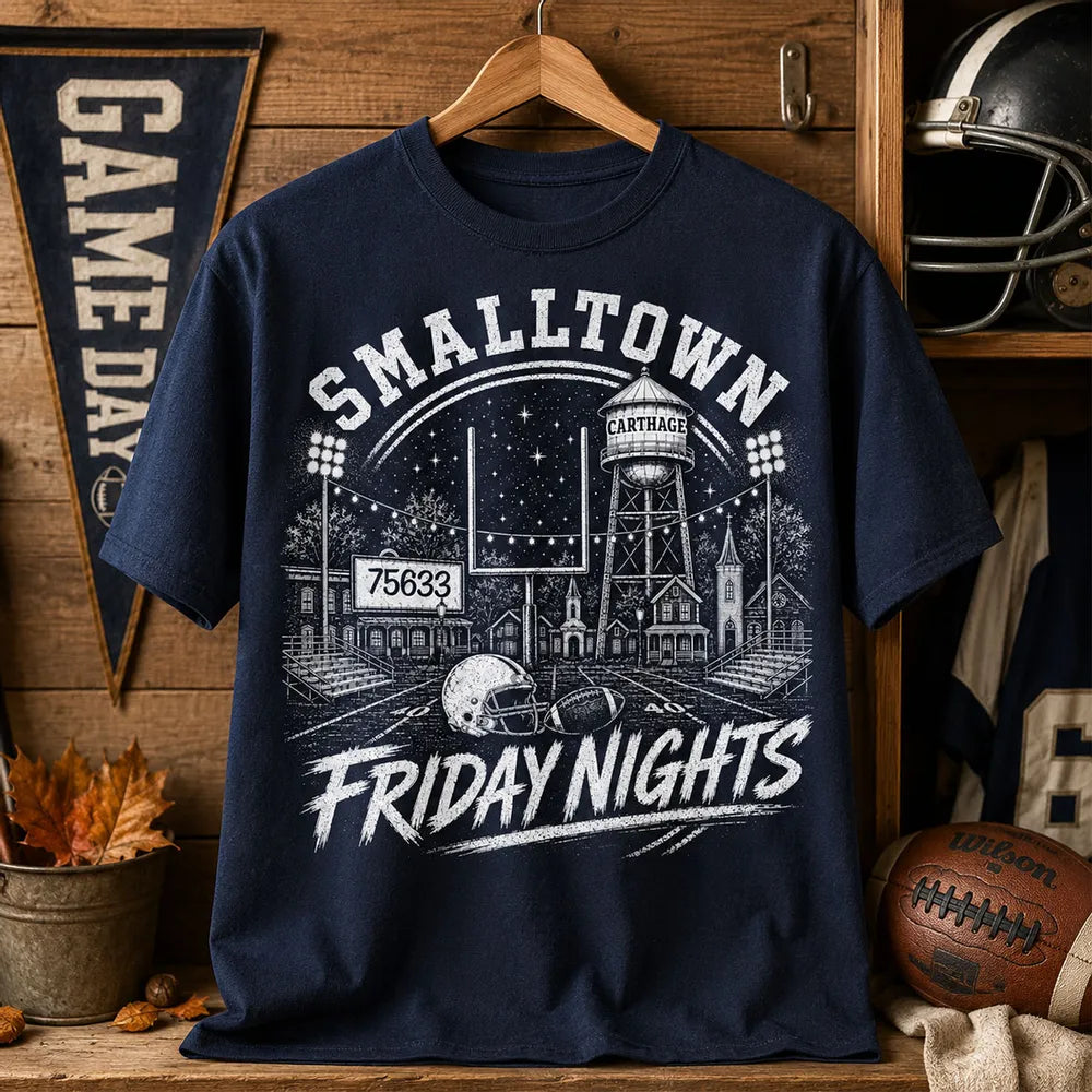 Custom Town Name & Zip Code Game Day Football - Personalized Shirt - Trendy Tee for Football Lover