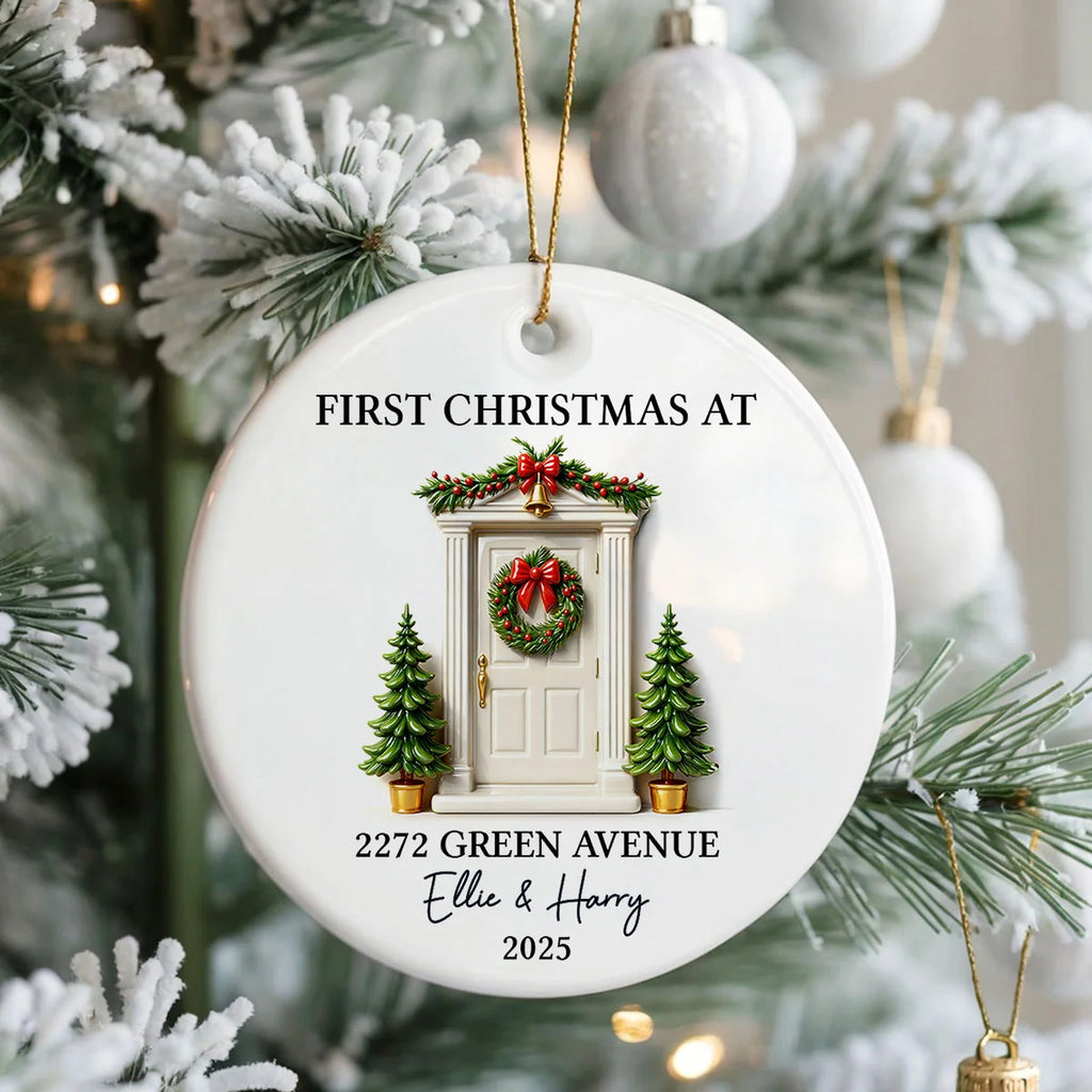 First Christmas New Home 3D Effect - Personalized Ceramic Ornament - New Home Decor
