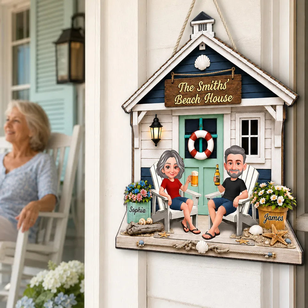 Welcome To Our Beach House 2D Flat - Personalized Wood Sign