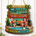 Couple Patio Welcome Proudly Serving Whatever You Bring - Personalized Wooden Sign - Summer Backyard Decor