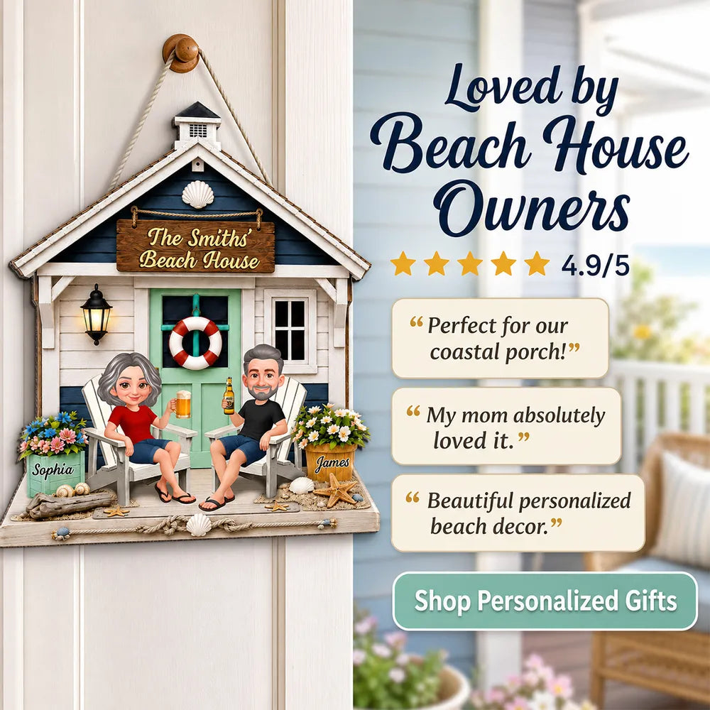 Welcome To Our Beach House 2D Flat - Personalized Wood Sign