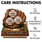 We Caught the Best Mom Baseball - Personalized 2-Layered Wooden Plaque - Sentimental Gift for Mom