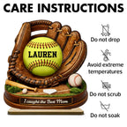 We Caught the Best Mom Baseball Softball - Personalized 2-Layered Wooden Plaque - Heartfelt Gift for Mom