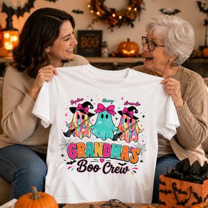 Grandma's Boo Crew Cute Bow Ghost - Personalized Shirt - Gift for Grandma